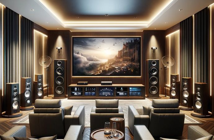 luxurious home theater setup highlighting advanced audio and video systems